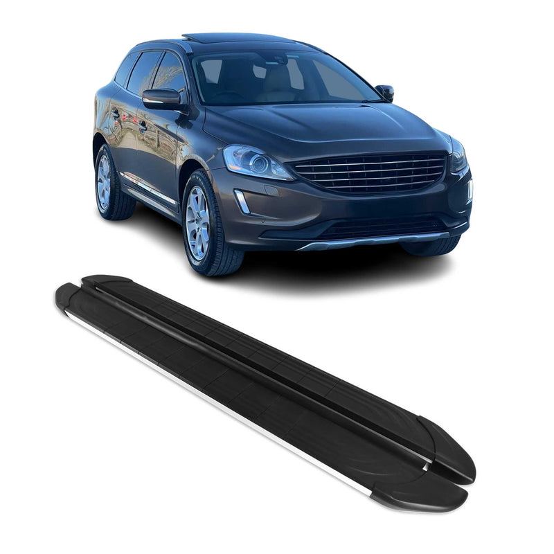 Marchepieds Latéraux pédale pour Volvo XC60 2009-2017 Aluminium Gris Noir 2Pcs