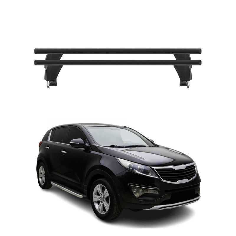 Menabo Barres de toit Transversales pour Kia Sportage 2010-2013 Noir ABE 2x