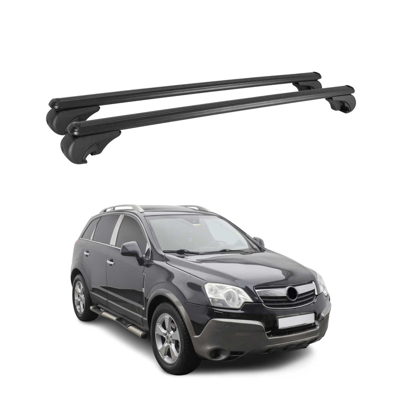 Barres de toit Transversales pour Opel Antara 2006-2017 Aluminium Noir