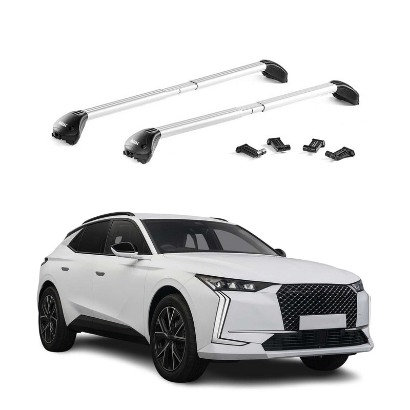 Barres de toit transversales pour DS 4 Cross 2021-2025 Alu Gris Argenté 2Pcs ABE