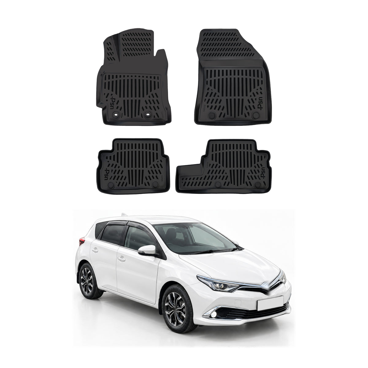 Tapis de sol pour Toyota Auris 1 2007-2012 Noir 3D en TPE 4Pcs