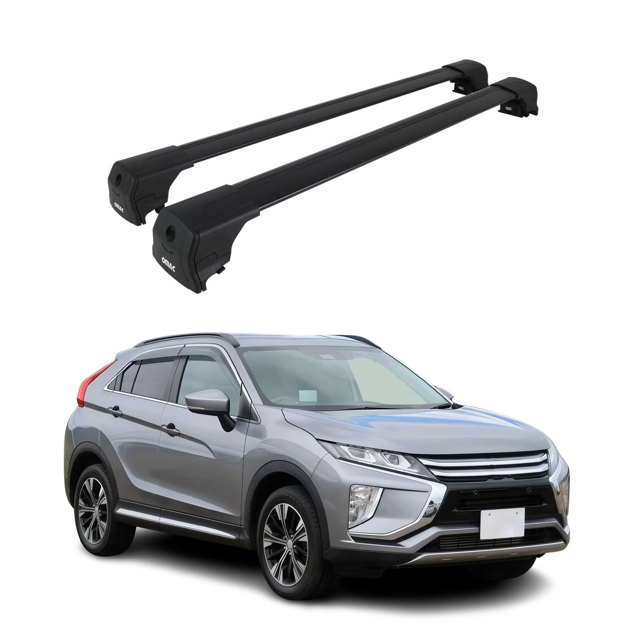 Barres De Toit Transversales pour Mitsubishi Eclipse Cross 2018-2026 Alu Noir 2x