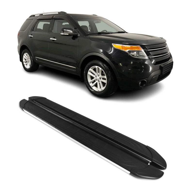 Marchepieds Latéraux pour Ford Explorer 2011-2020 Aluminium Gris Noir 2Pcs