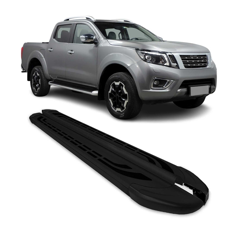 Marchepieds Latéraux pour Nissan Navara D23 Double Cab  2016-2025 Alu Noir 2Pcs