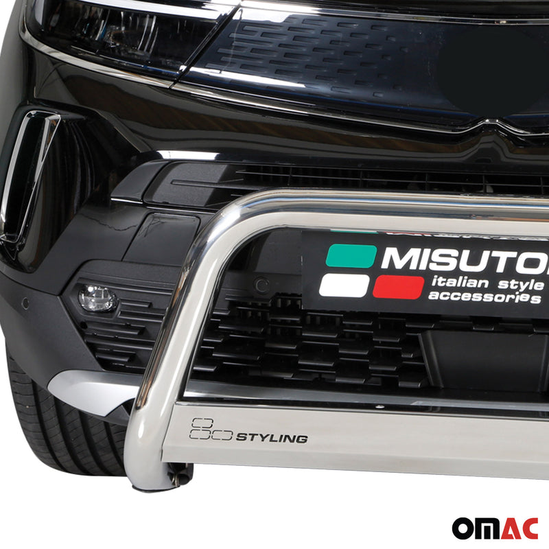 Pare-buffle Avant pour Opel Mokka 2021-2025 63mm en Acier Inoxydable Argent