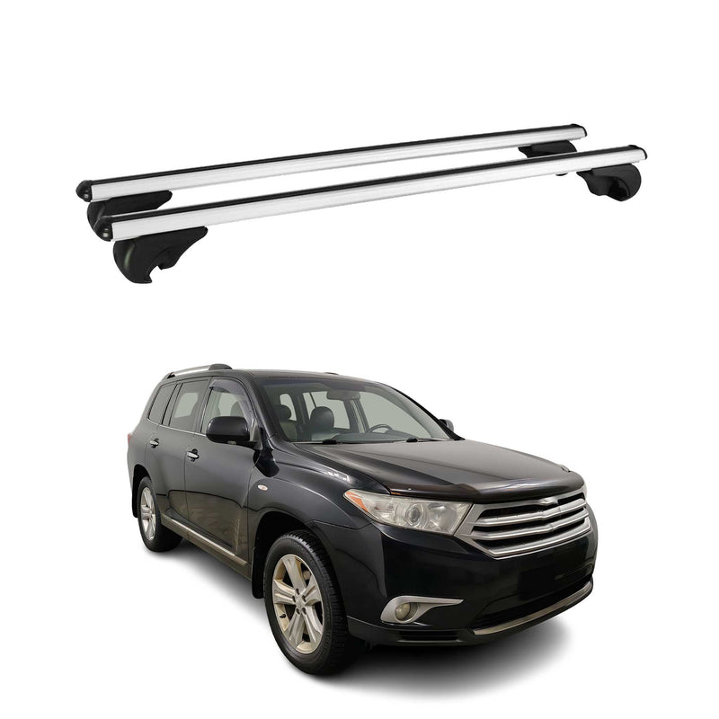 Barres de toit Transversales pour Toyota Highlander 2007-2013 Aluminium Argent