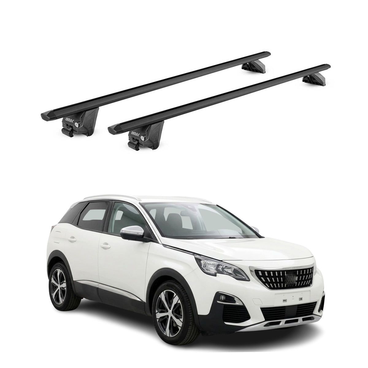 Barres de toit transversales pour Peugeot 3008 II 2016-2023 Alu Noir 2Pcs ABE