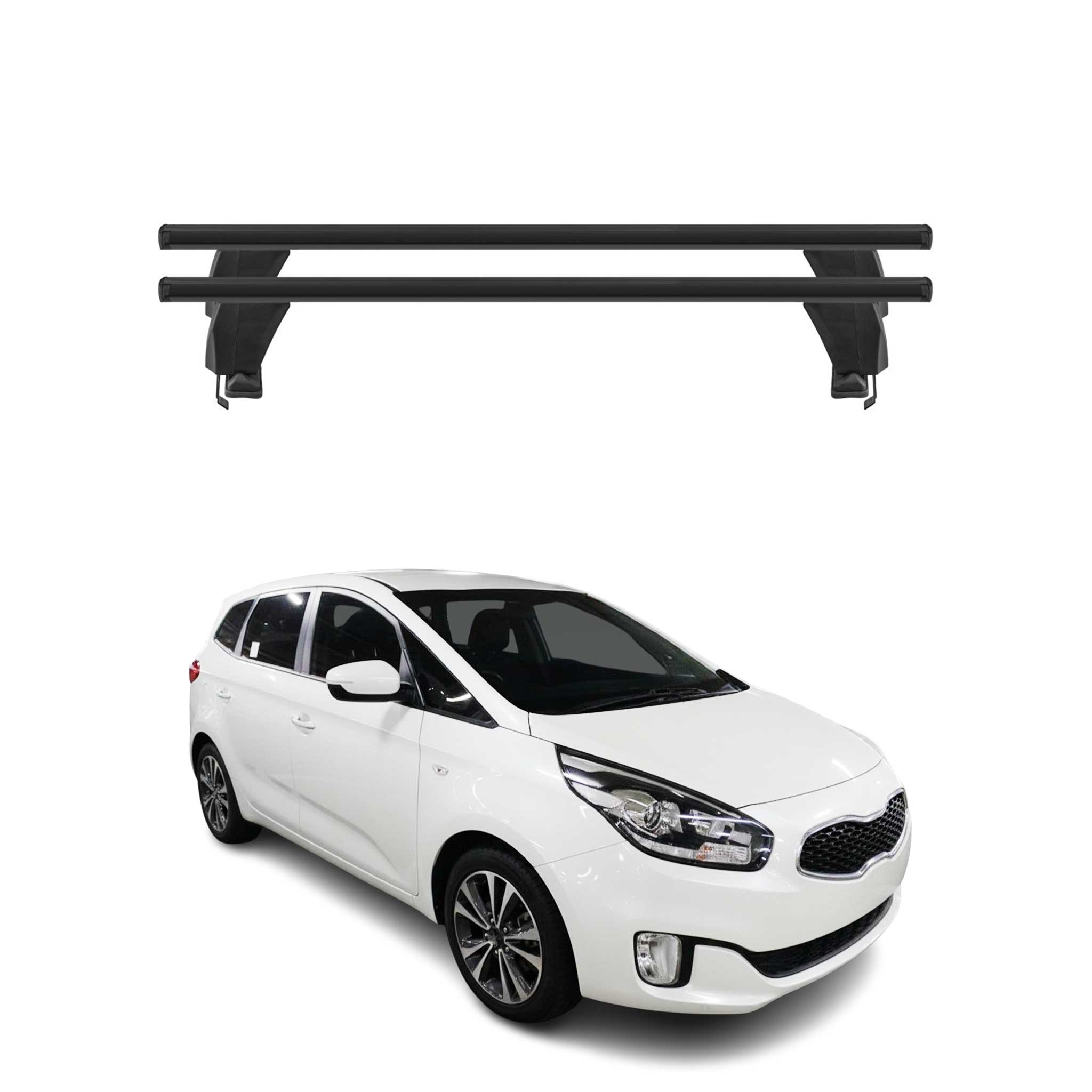 Menabo Barres de toit Transversales pour Kia Carens 2013-2019 Noir ABE 2x