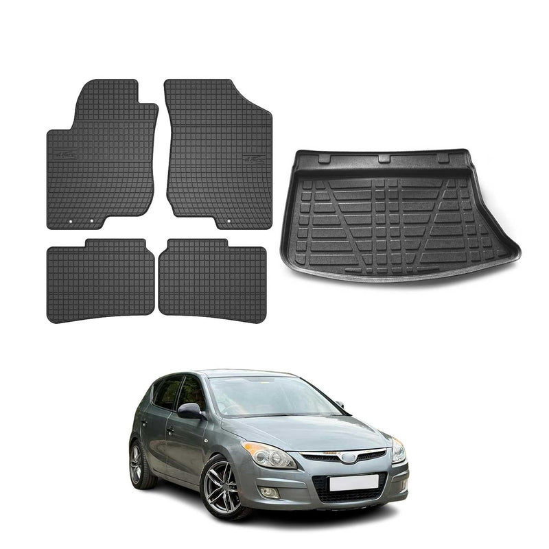 Kit Tapis de sol et coffre pour Hyundai i30 2007-2012 TPE Noir