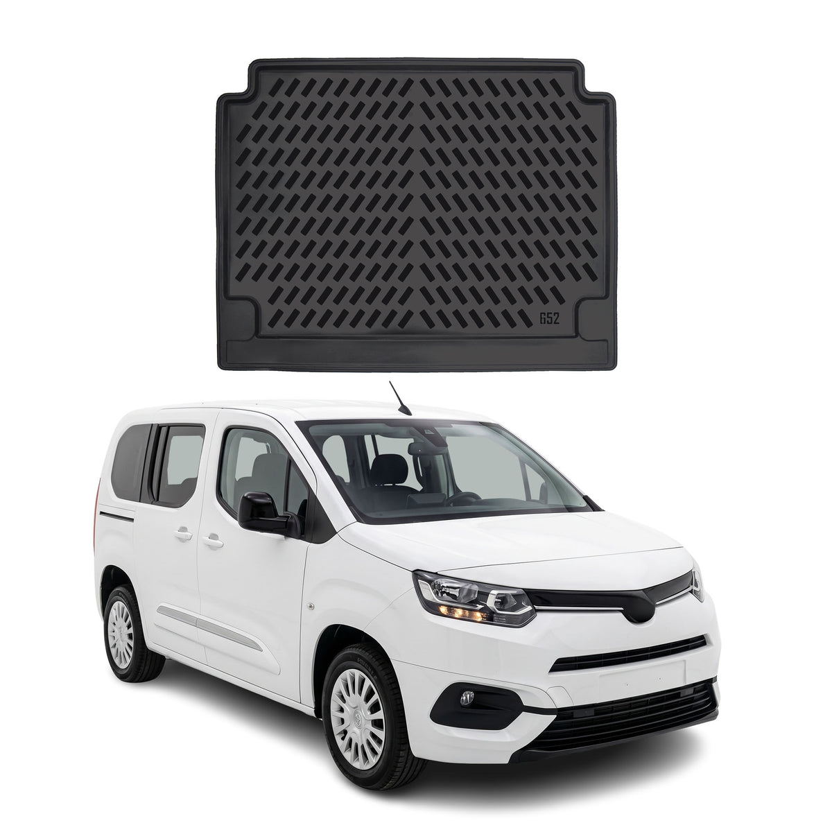 Tapis de coffre pour Toyota Proace City 2019-2027 Noir 3D en Caoutchouc TPE