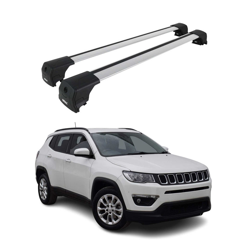Barres de toit transversales pour Jeep Compass 2017-2025 Alu Gris 2x