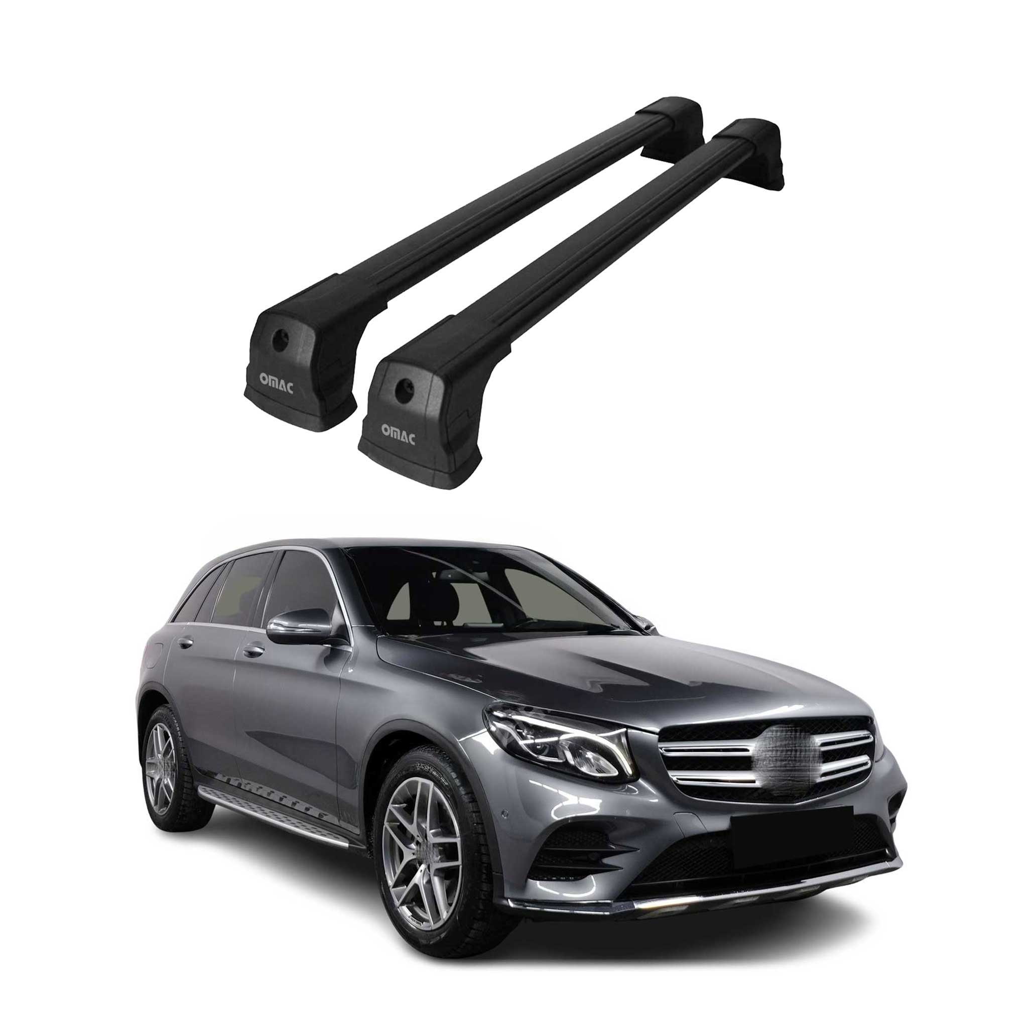 Barres de toit transversales pour Mercedes GLC C253 2016-2019 Aluminium Noir