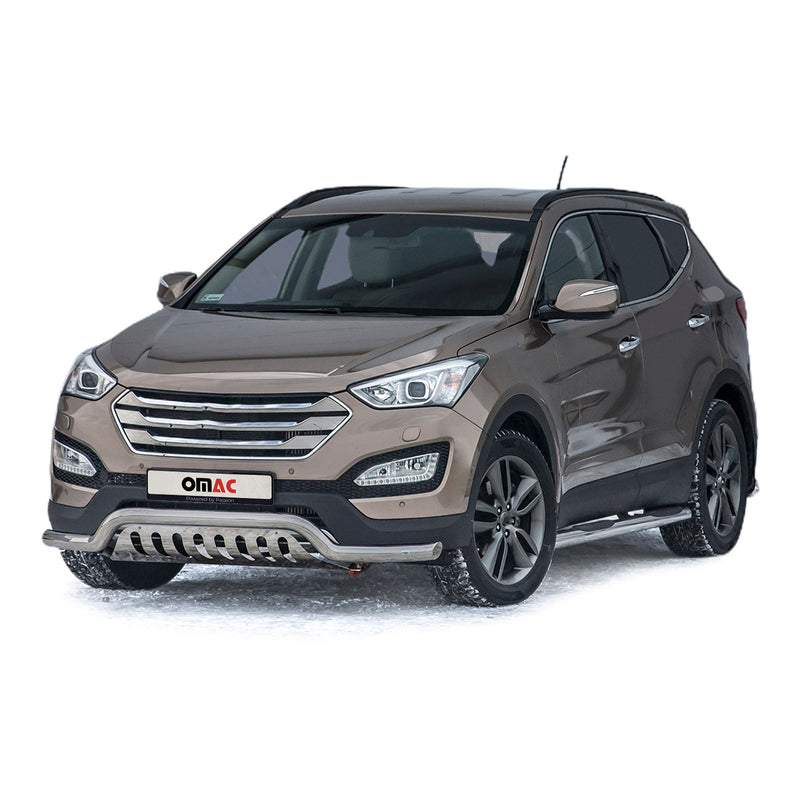 Pare-Buffle Avant Pour Hyundai Santa Fe 2012-2018 en Acier Inox Argent