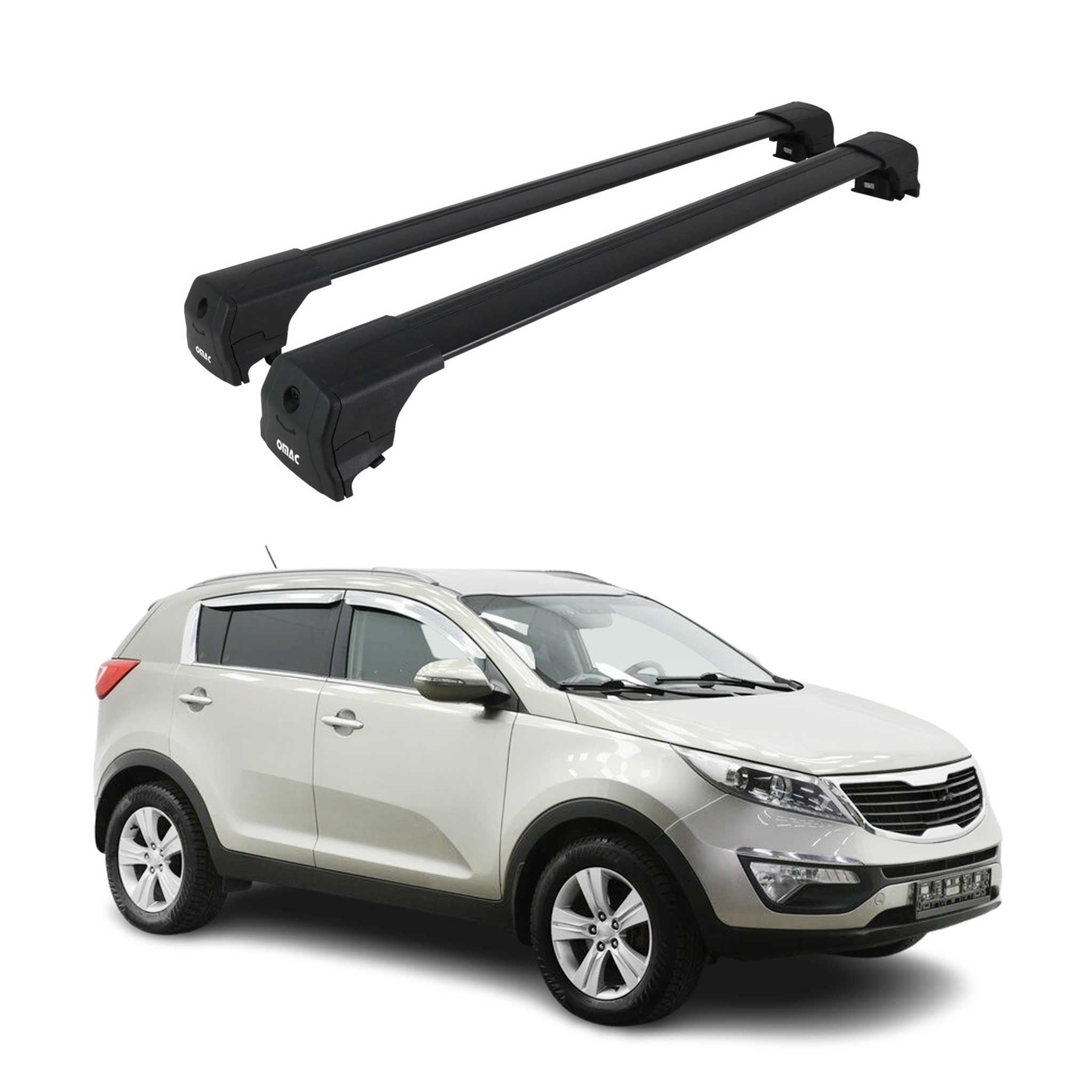 Barres De Toit Transversales pour Kia Sportage SL 2010-2015 Alu Noir ABE
