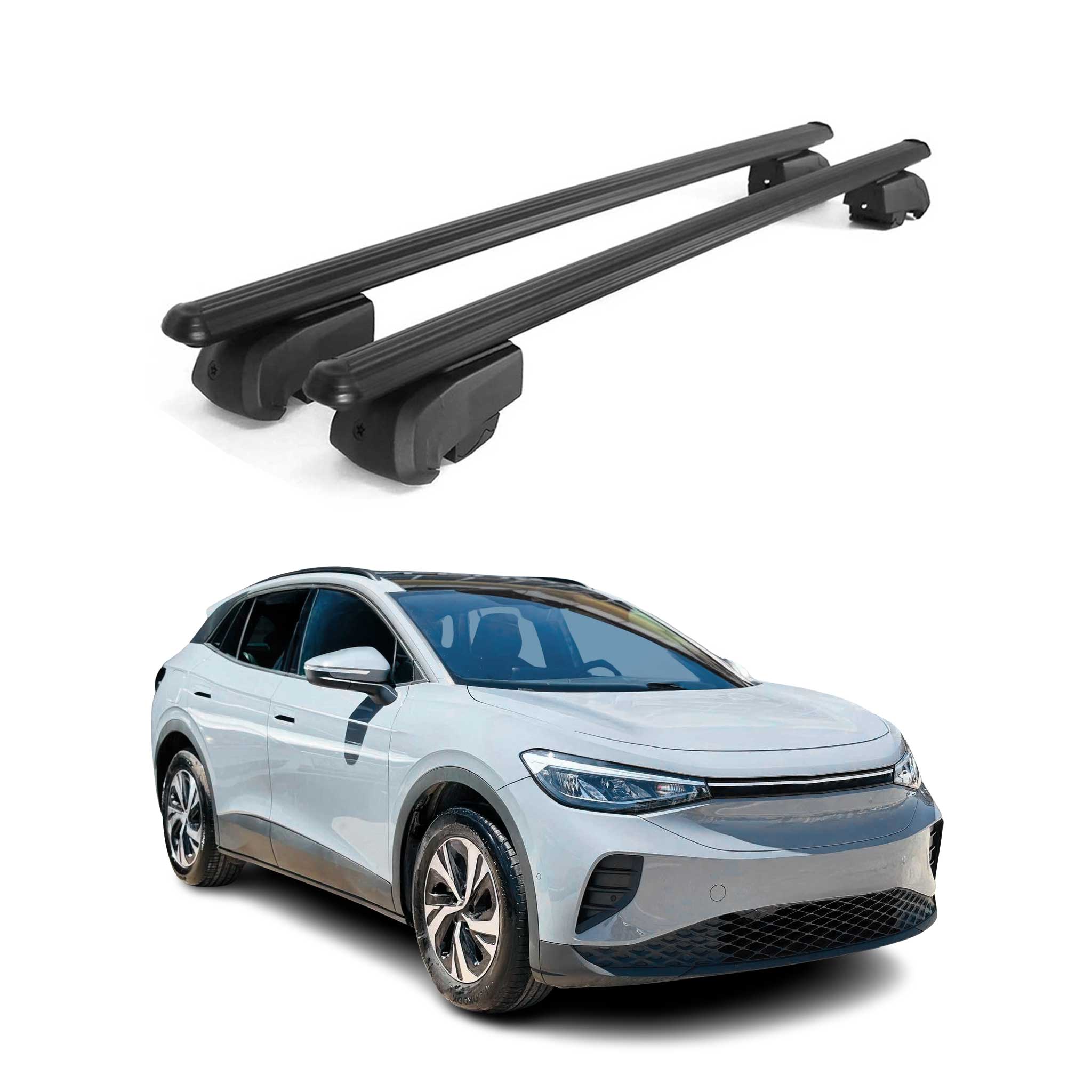 Barres de toit Transversales pour VW ID.4 2020-2023 Aluminium Noir ABE