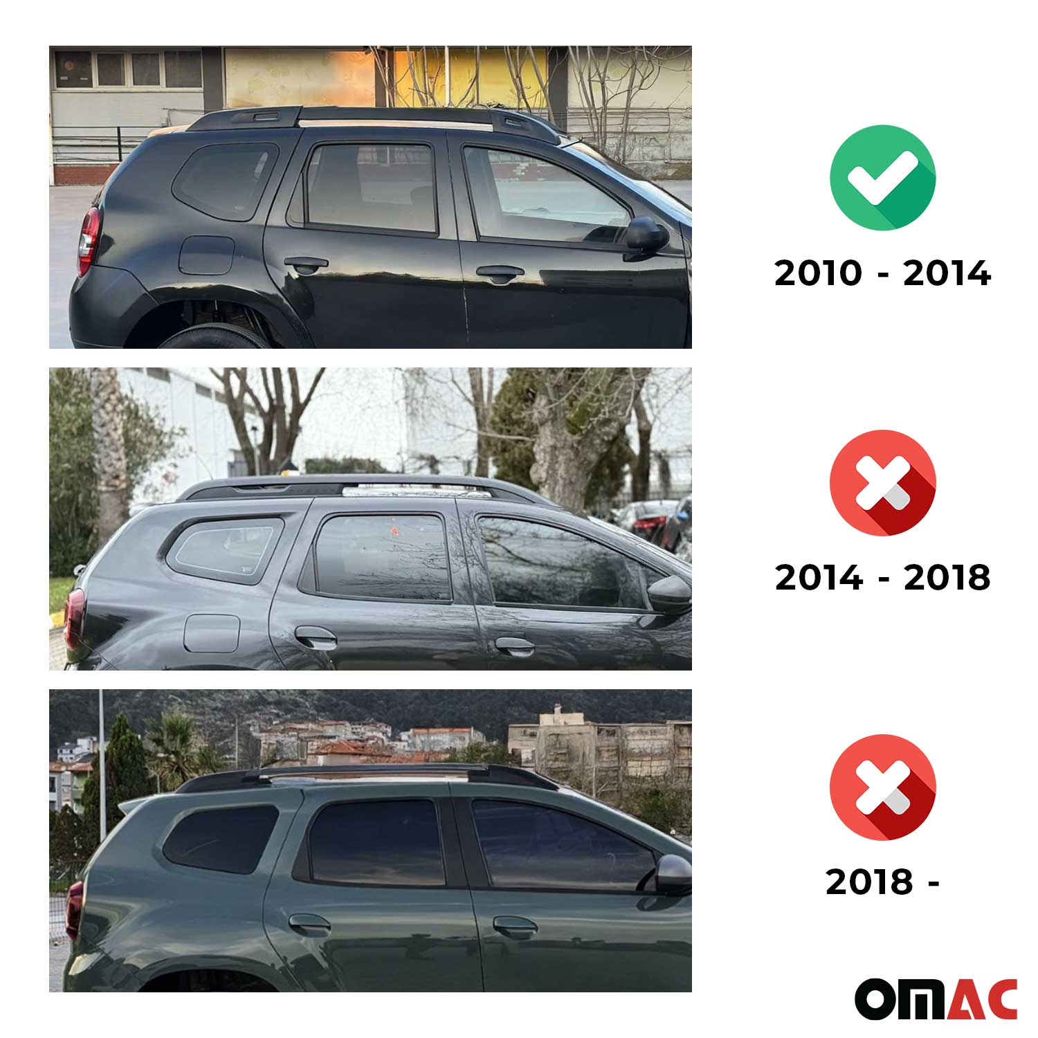 Barres de toit transversales pour Dacia Duster 2010-2013 Pre-FL Aluminium Noir