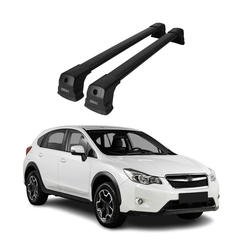 Barres de Toit Transversales pour Subaru XV 2012-2018 SUV en Aluminium Noir 2x