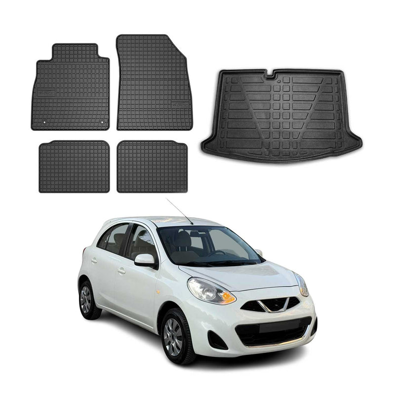 Kit Tapis de sol et coffre pour Nissan Micra V K14 2017-2024 TPE Noir