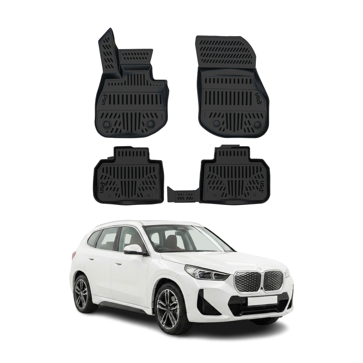 Tapis de sol pour BMW IX1 U11 2022-2027 EV Noir 3D en TPE 4Pcs