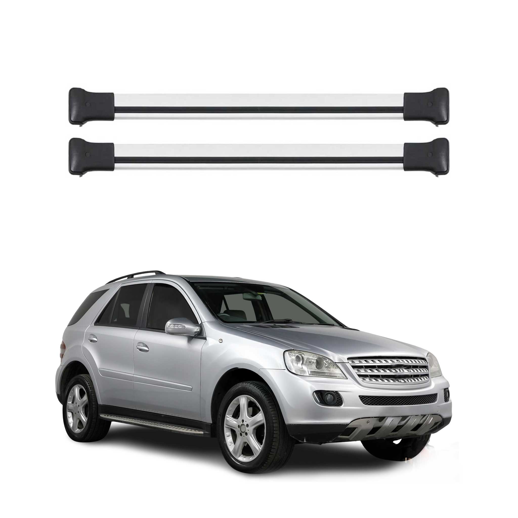 Barres de toit transversales pour Mercedes Classe M W164 2005-2011 Alu Gris