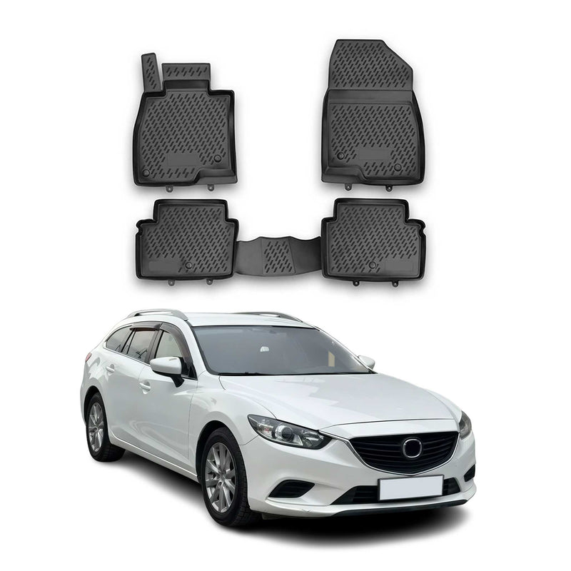 Tapis de sol pour Mazda 6 2012-2025 Kombi TPE en caoutchouc 3D Noir 4Pcs