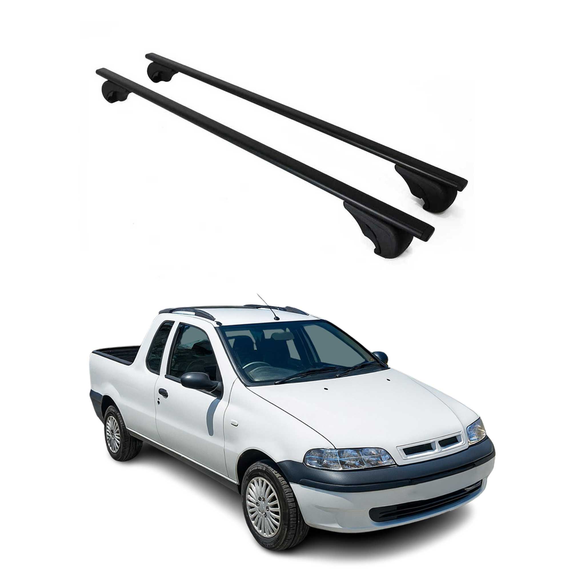 Barres de toit Transversales pour Fiat Strada 2004-2024 Fer Noir