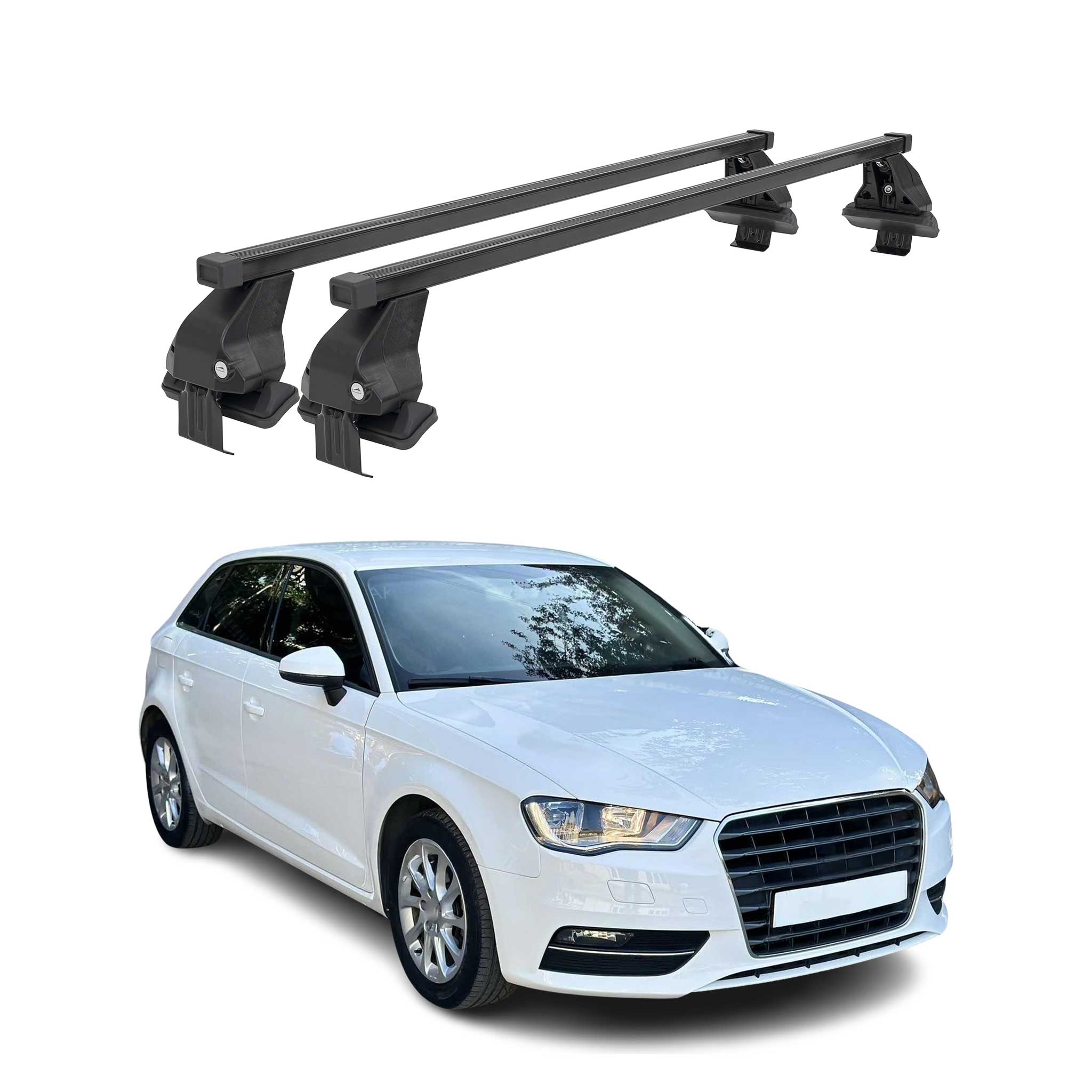 Barres de toit transversales Menabo pour Audi A3 8V Sportback 2012-2020 Noir