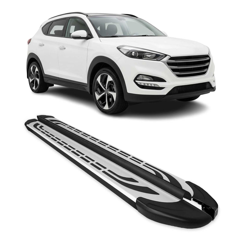 Marchepieds Latéraux pour Hyundai Tucson 2015-2020 Aluminium Gris Noir 2x