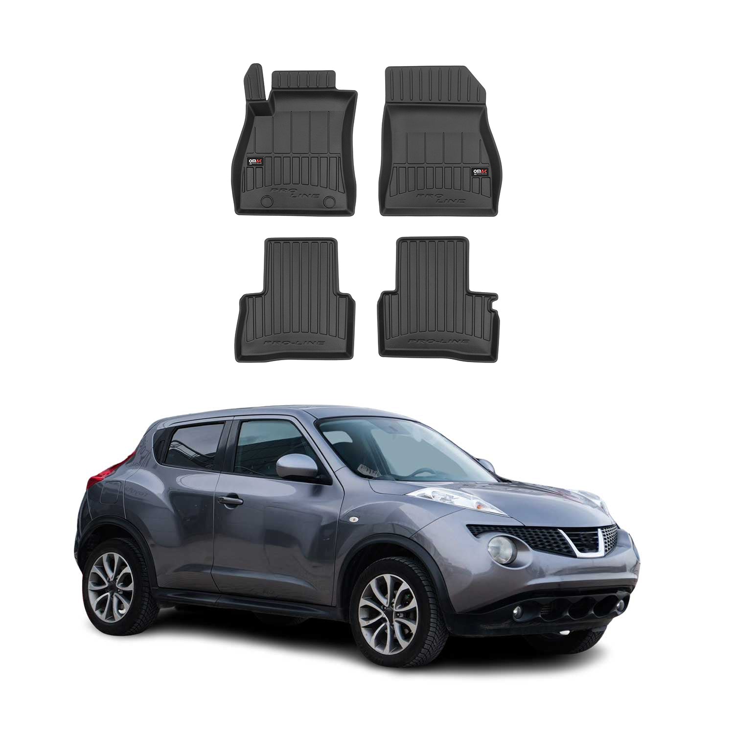 OMAC Tapis de sol en caoutchouc pour Nissan Juke 2010-2019 Noir Premium