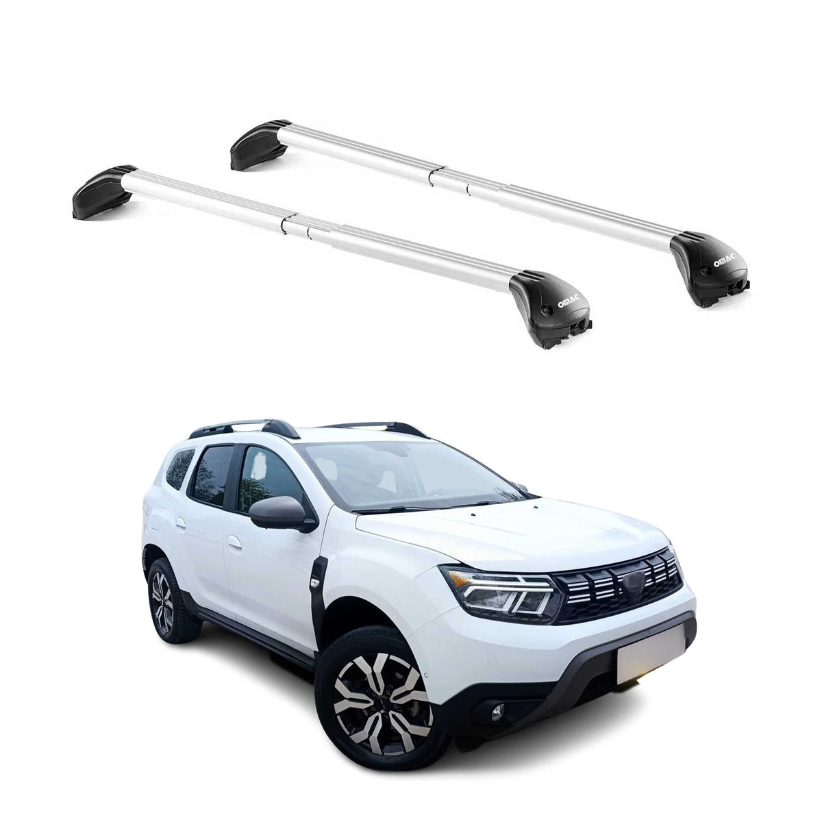 Barres de Toit transversales pour Dacia Duster mk3 2024-2026 Aluminium Argent 2x