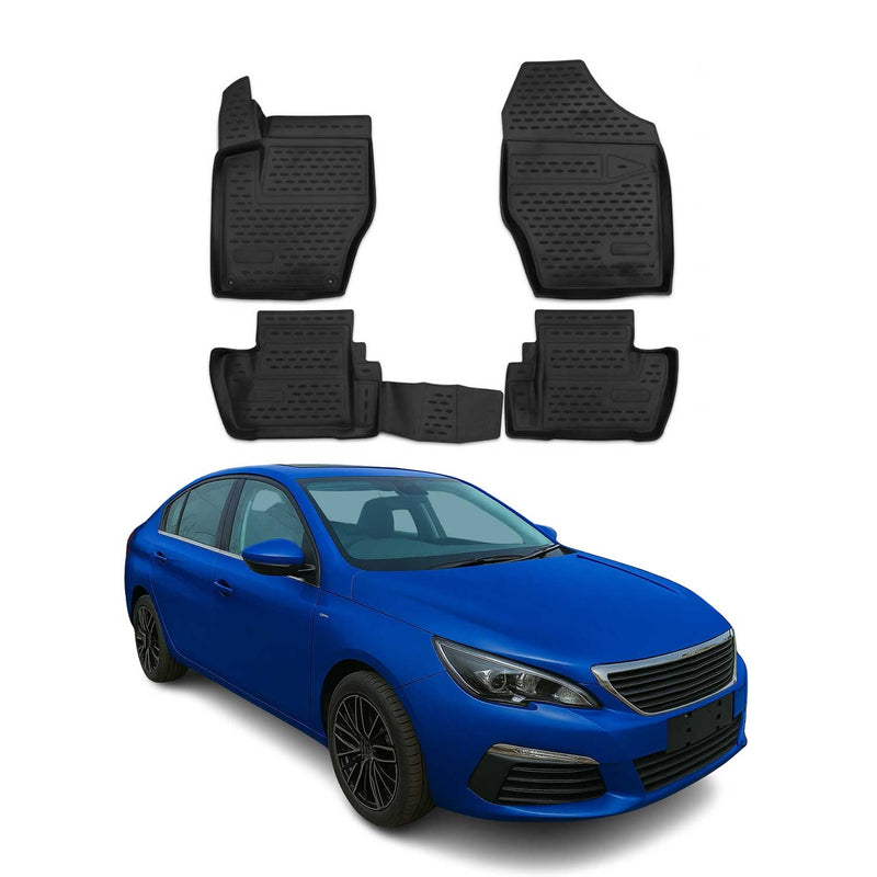 OMAC Tapis de sol pour Peugeot 408 2010-2014 sur mesure en caoutchouc Noir