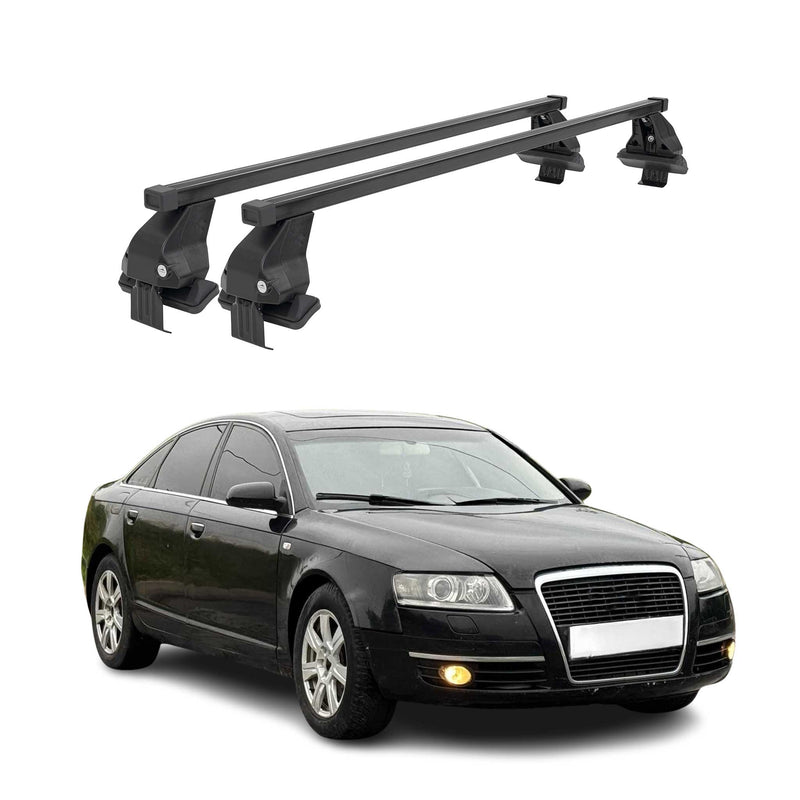Barres de toit transversales Menabo pour Audi A6 C6 Berline 2004-2011 Noir