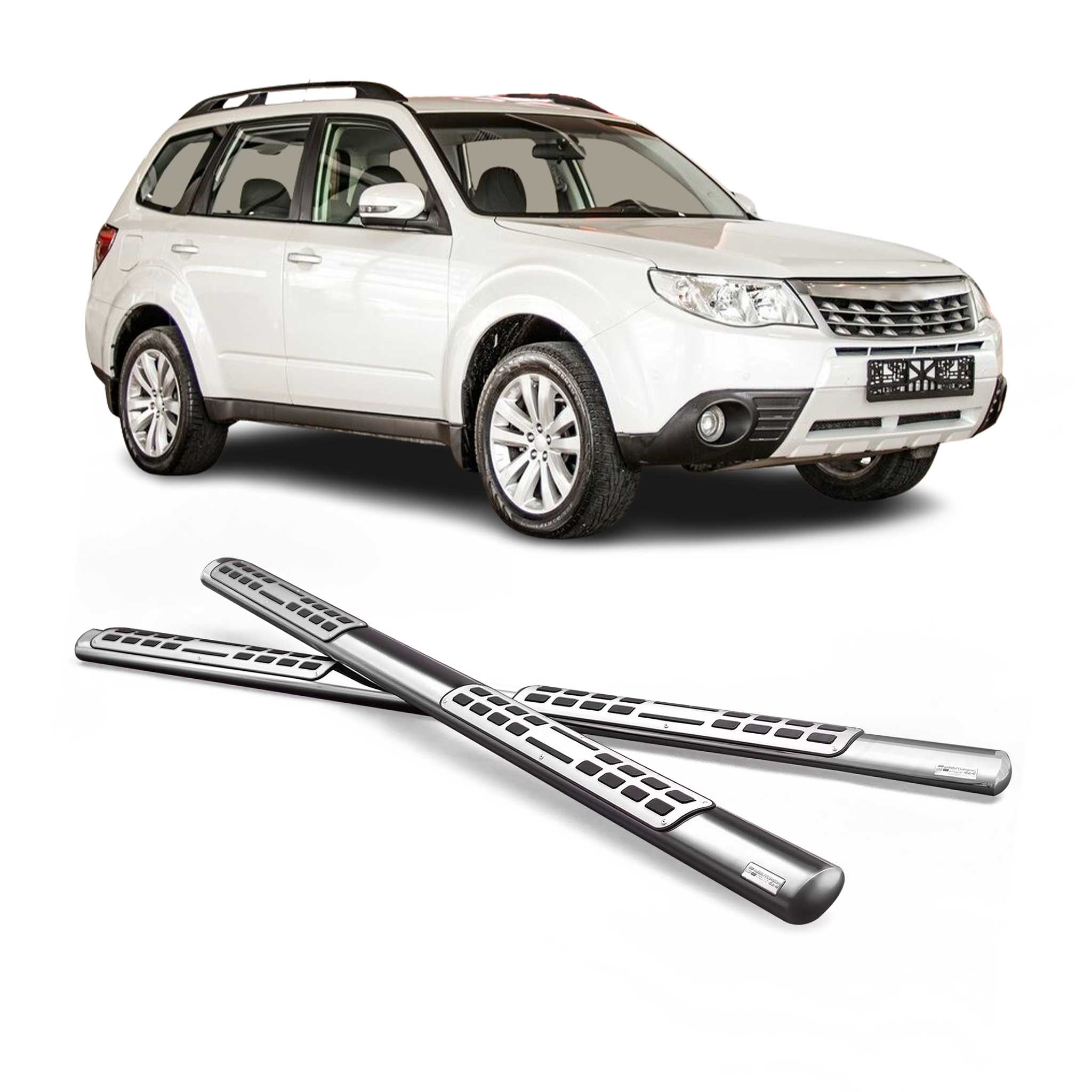 Marchepieds Latéraux pour Subaru Forester 2008-2012 Acier Inoxydable Argent