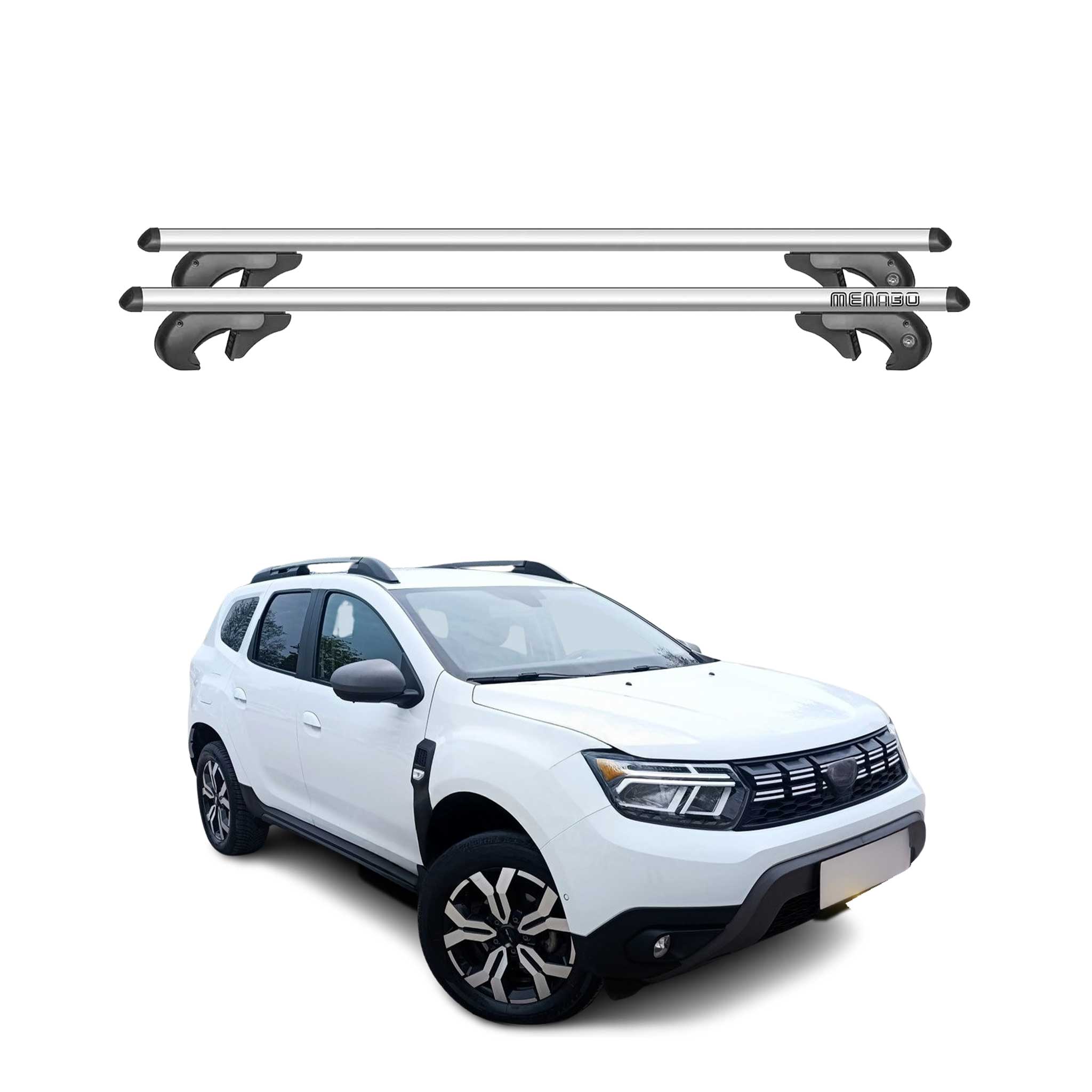 Barres de Toit transversales pour Dacia Duster mk3 2024-25 Aluminium Argent 2Pcs