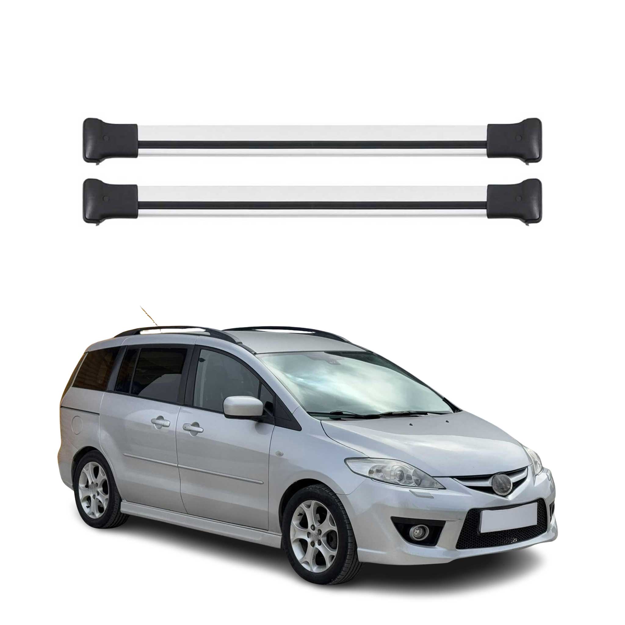 Barres de Toit transversales pour Mazda 5 2005-2010 Aluminium Argent 2Pcs