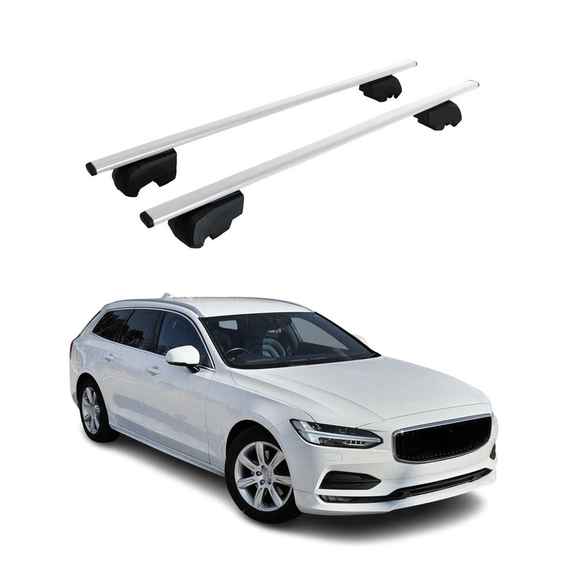 Barres de toit Transversales pour Volvo V90 2017-2023 ABE Fer Gris 2x