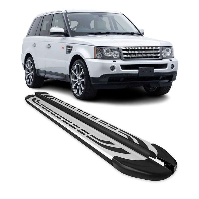 Marchepieds Latéraux pour Range Rover Sport L320 2005-2013 Aluminium Gris Noir