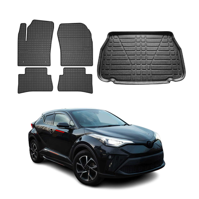 Kit Tapis de sol et coffre pour Toyota C-HR 2016-2024 TPE Noir