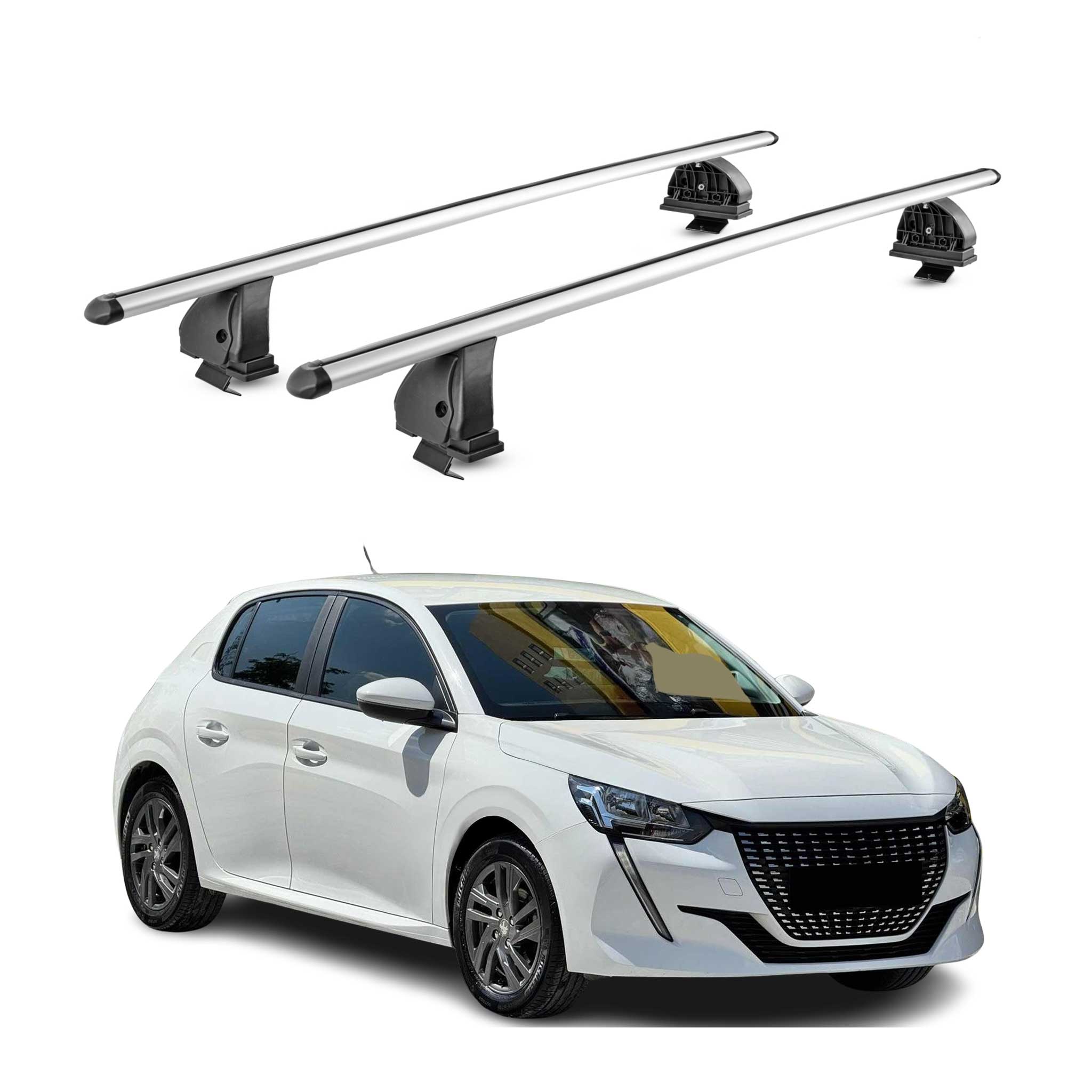 Barres de toit transversales Alu pour Peugeot 208 II 2019-2026 TÜV 75 kg Gris 2x