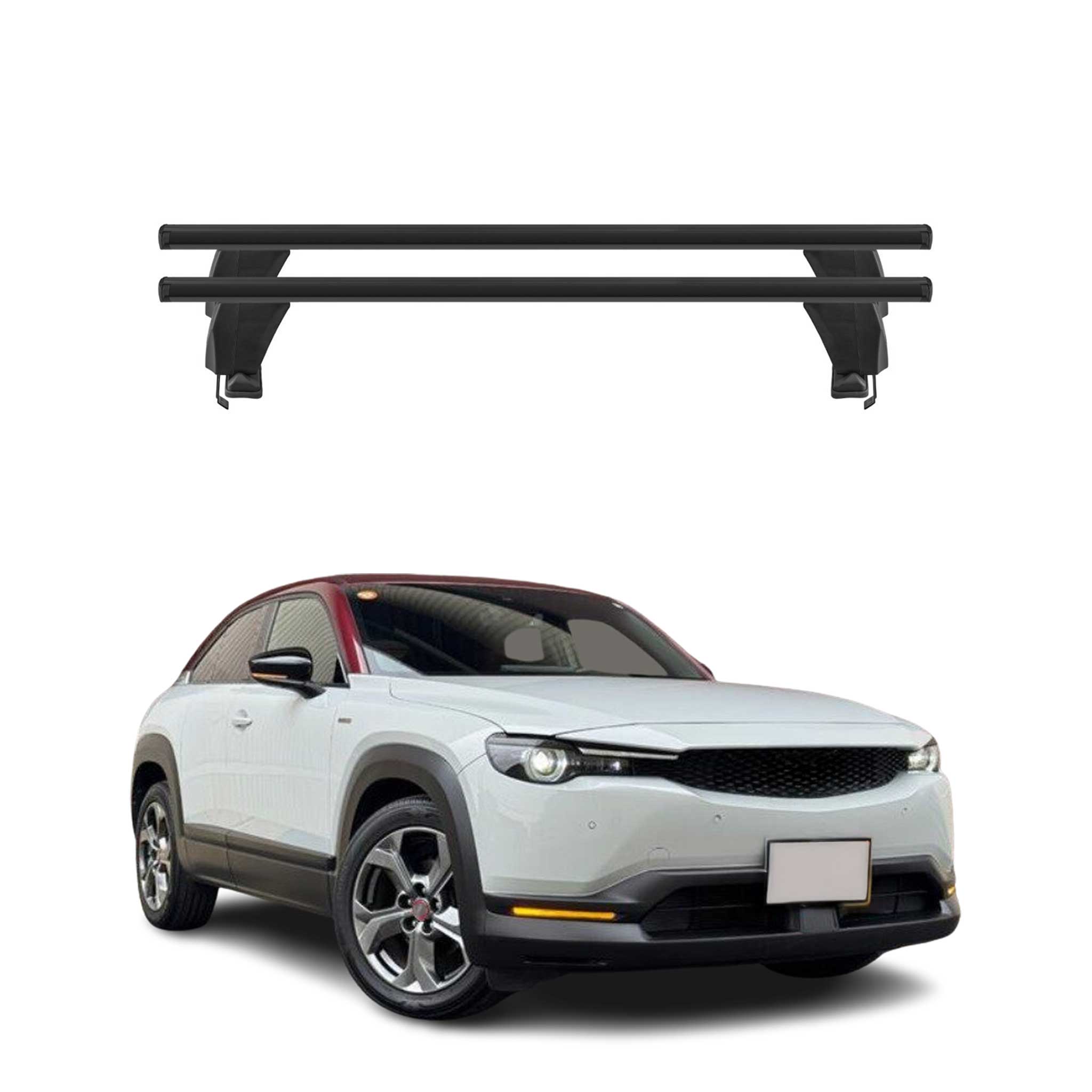 Menabo Barres de toit Transversales pour Mazda MX-30 2021-2026 Noir ABE 2x