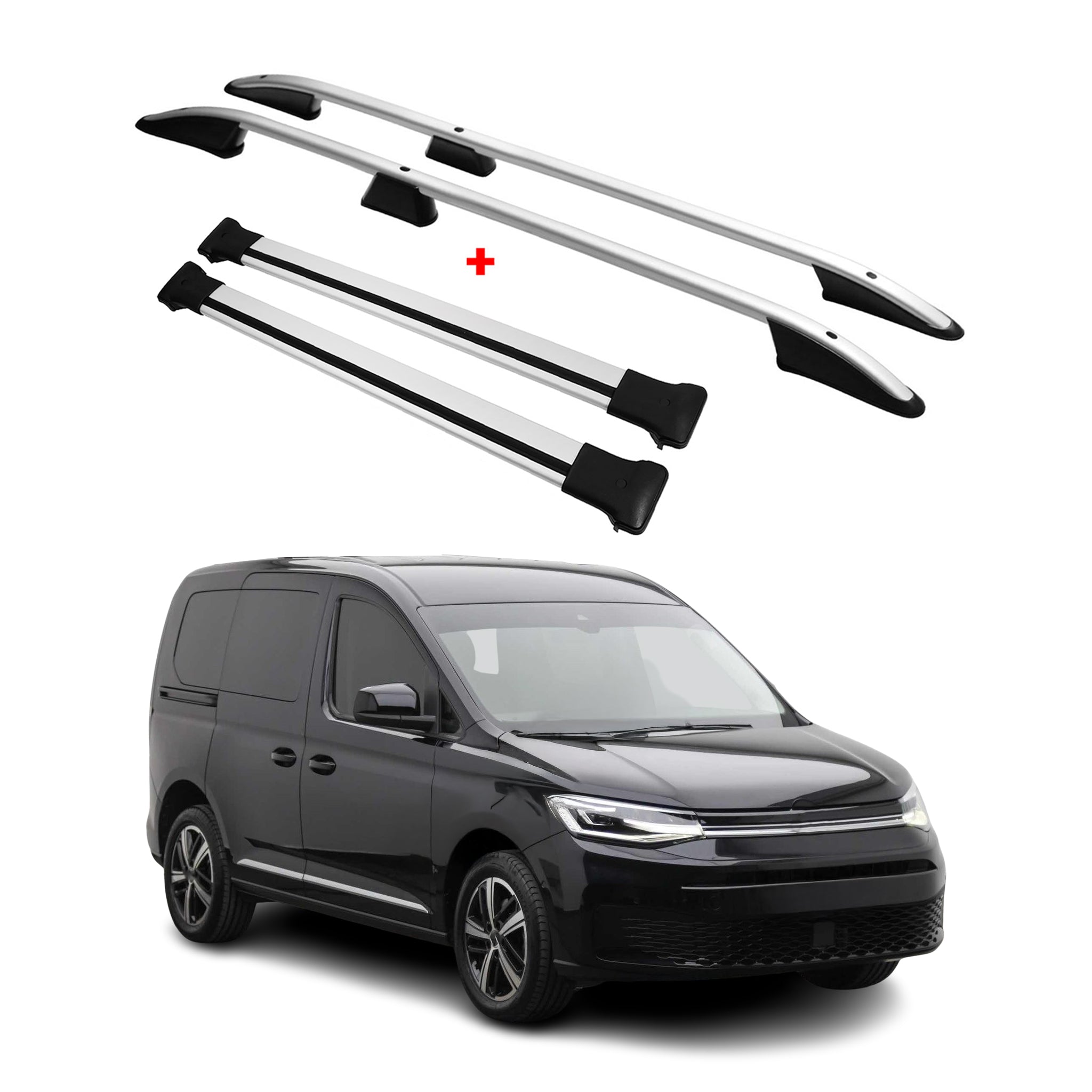 Kit Barres de toit pour VW Caddy 5 2020-2026 L1 Barres de toit Alu Gris 4x