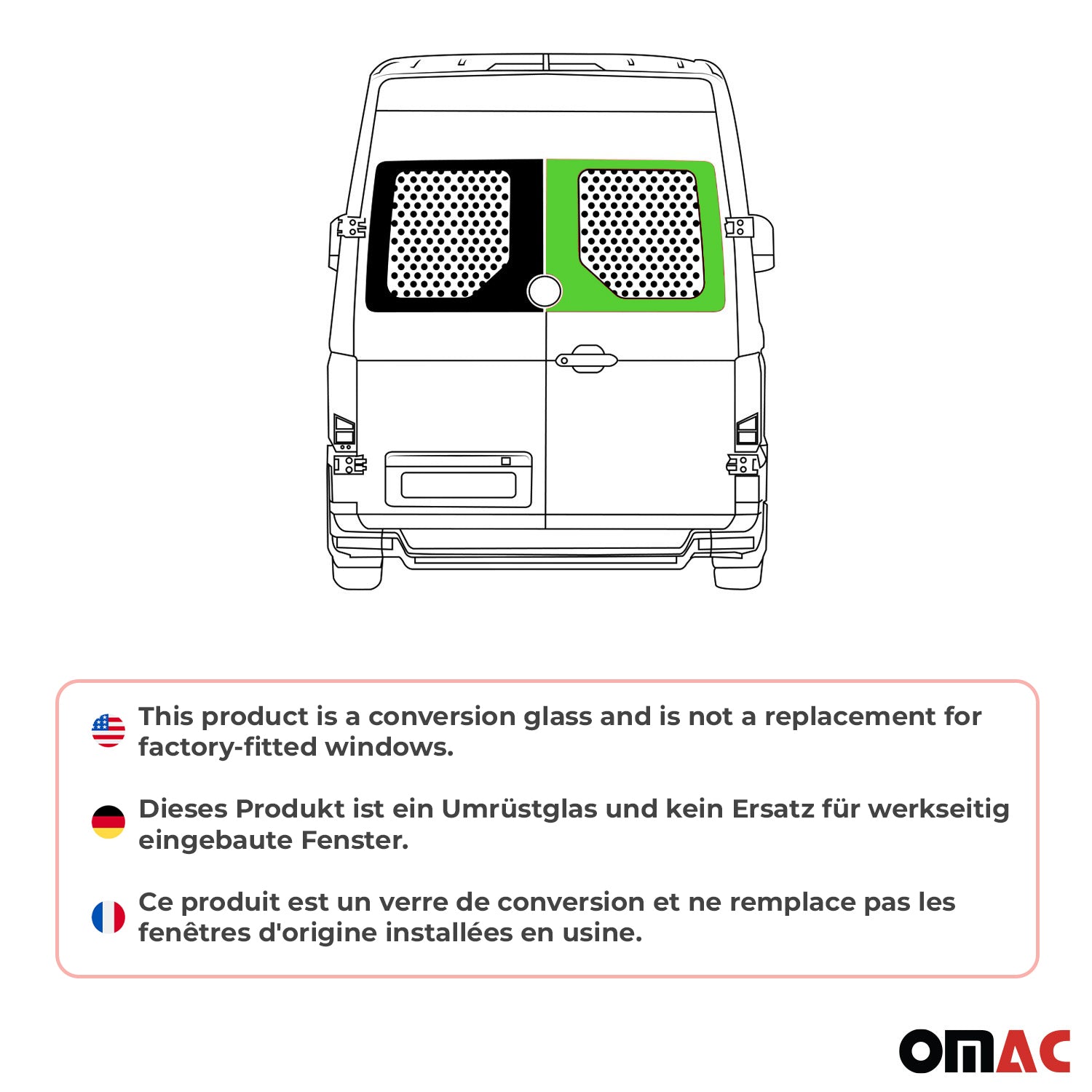 Vitre de Porte pour VW Crafter 2017-2026 L2 L3 Arriére Droit Verre fixe