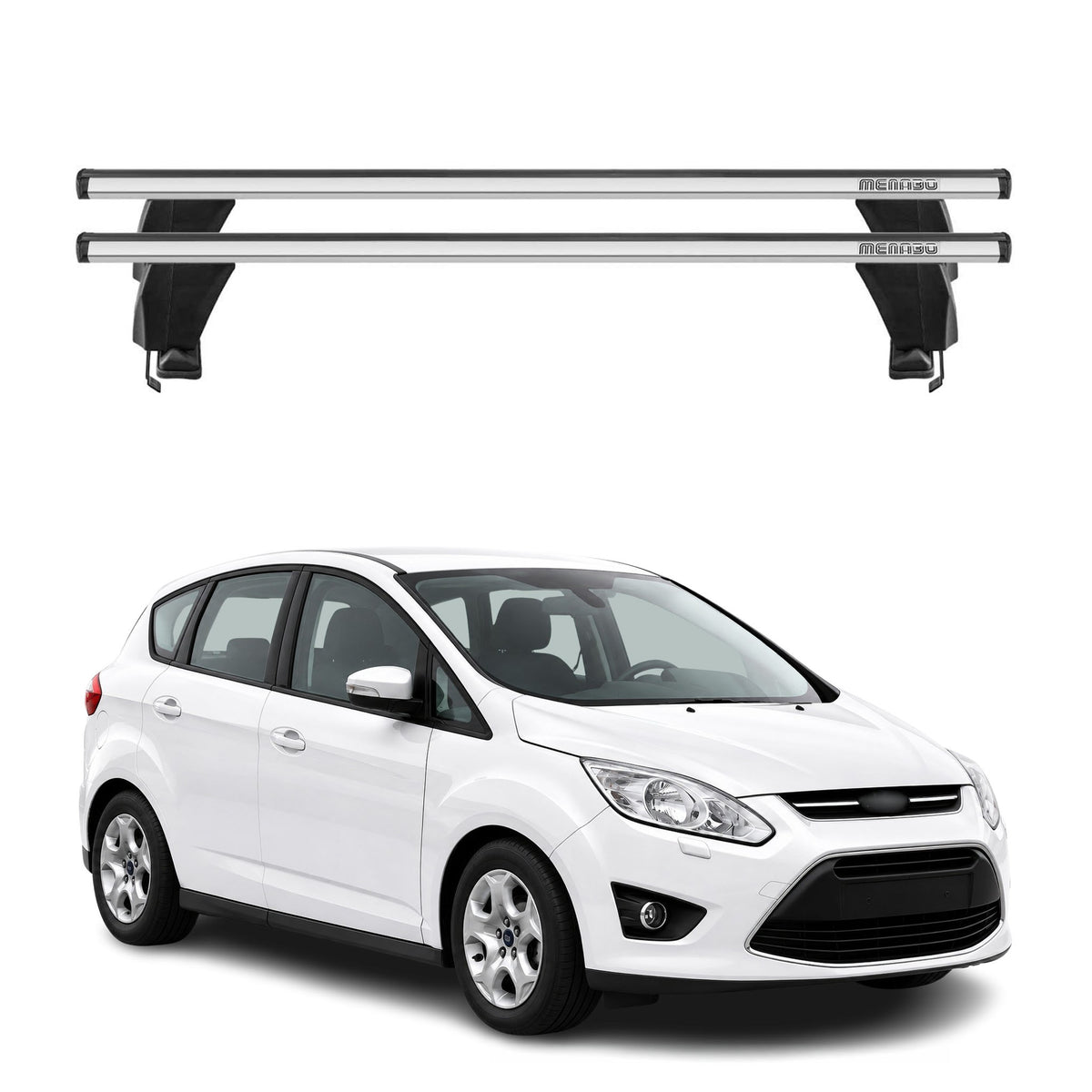 Menabo Barres de toit Transversales pour Ford C-Max II 2010-2019 Gris ABE 2x