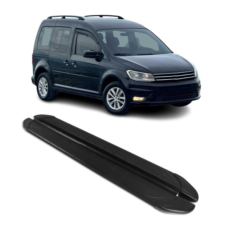 Marchepieds Latéraux pédale pour VW Caddy 2003-2020 L1 2Pcs Aluminium Noir