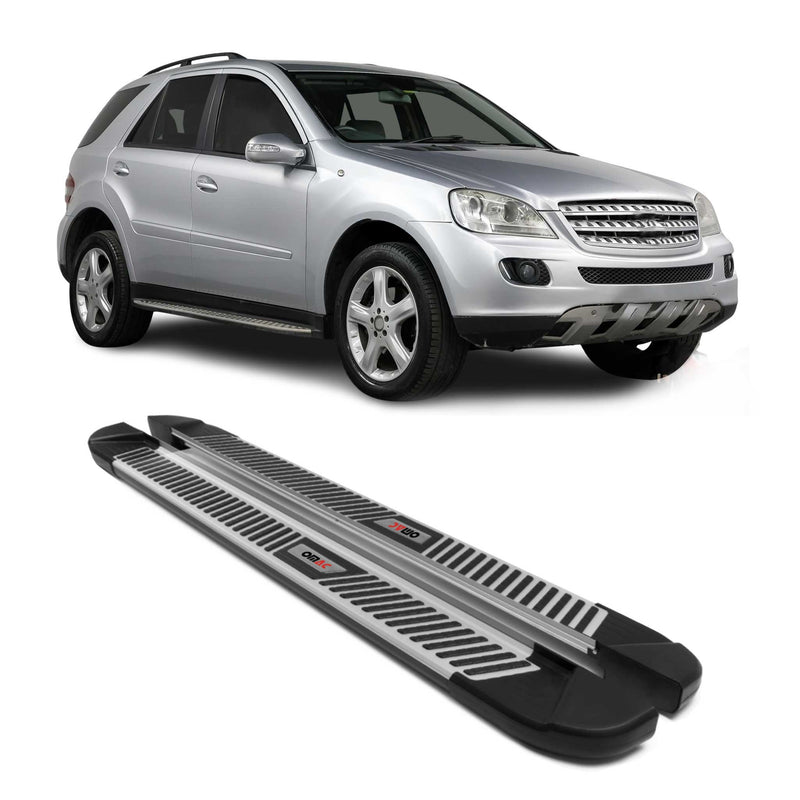 Marchepieds Latéraux pour Mercedes Classe M W164 2006-2011 Aluminium Noir Gris