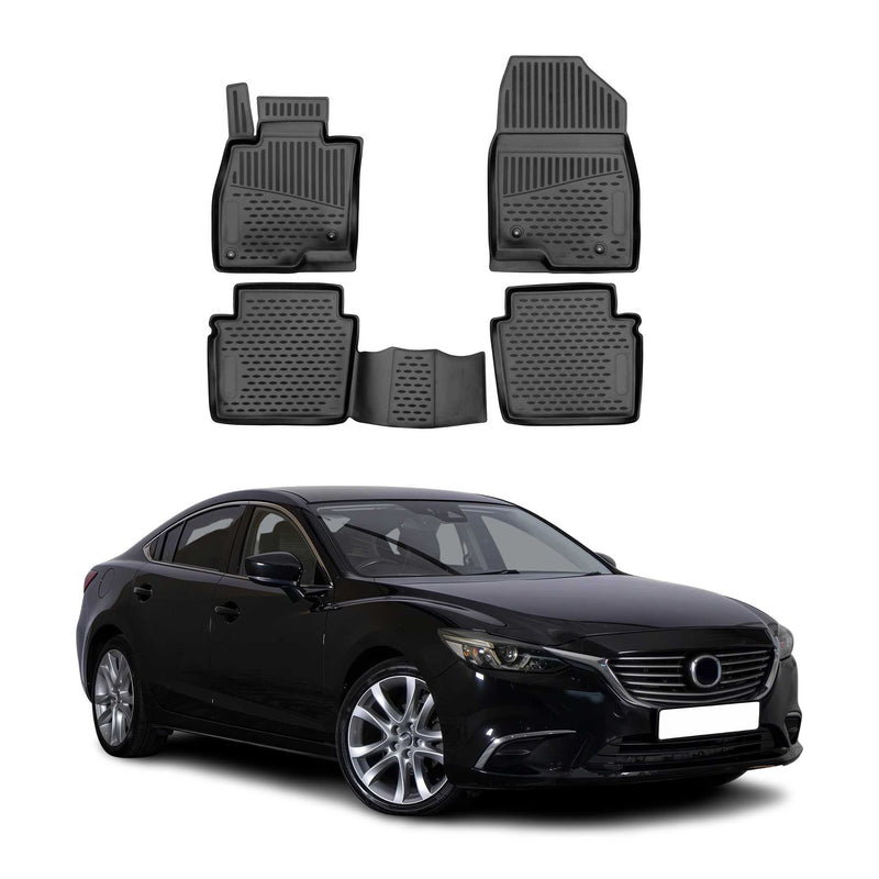 Tapis de sol pour Mazda 6 2012-2016 en caoutchouc TPE 3D Noir 4Pcs