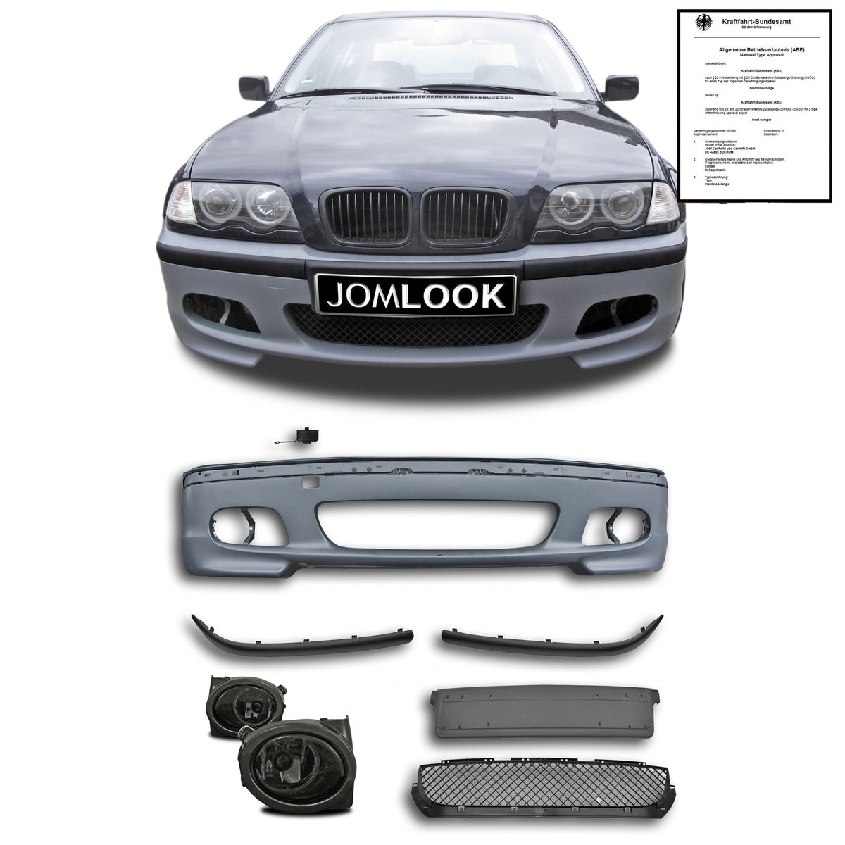 JOM Pare-choc Avant pour BMW Série 3 E46 Berline/Break Polypropylène Fumé