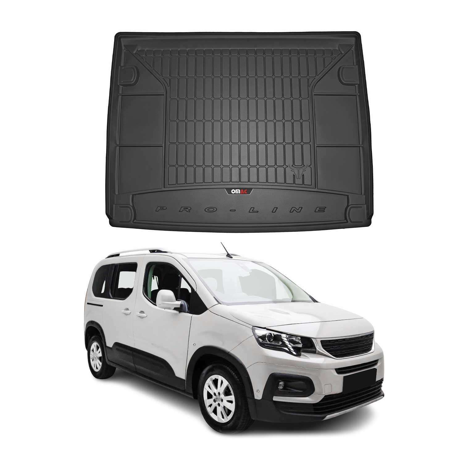 Tapis de Coffre pour Peugeot Rifter 2018-2022 TPE Noir