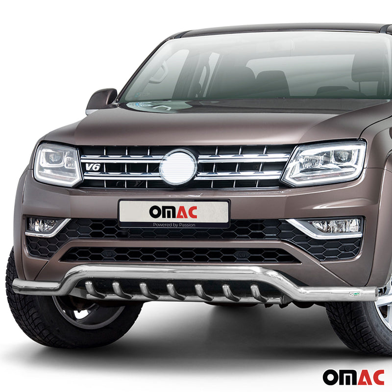 Pare-Buffle Avant Pour VW Amarok 2016-2020 en Acier Inoxydable Argent