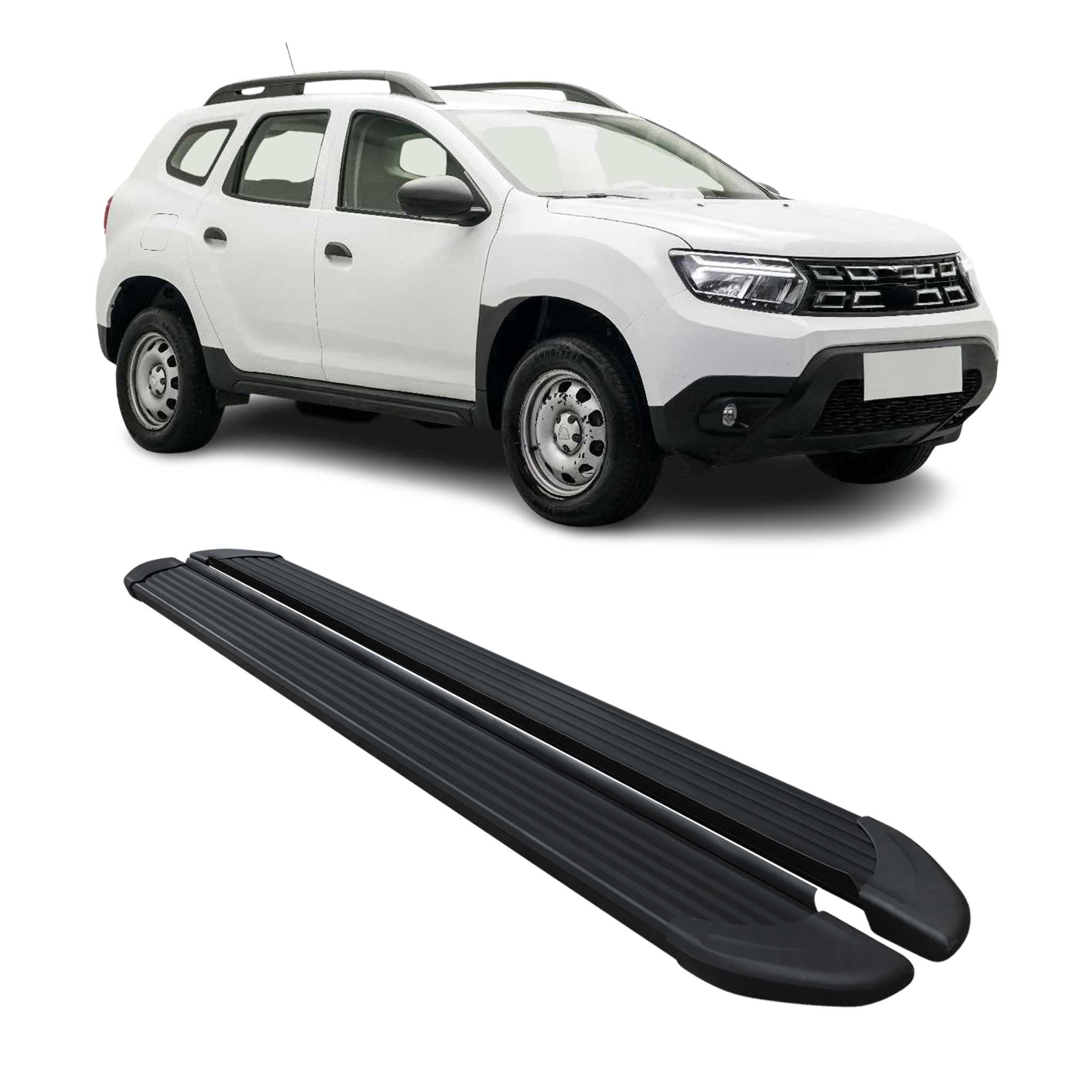 Marchepieds Latéraux pour Dacia Duster II 2018-2023 en Aluminium Noir 2x